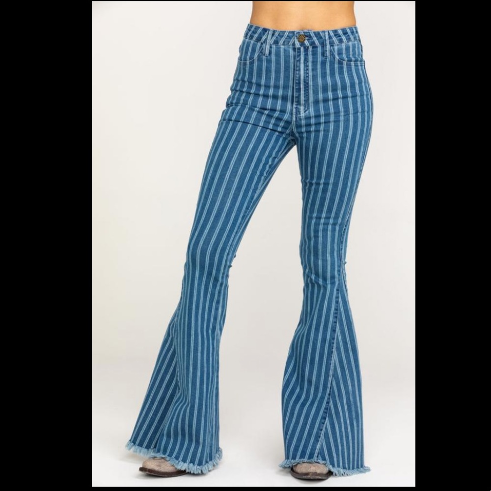 Show me your mumu striped bell bottoms
